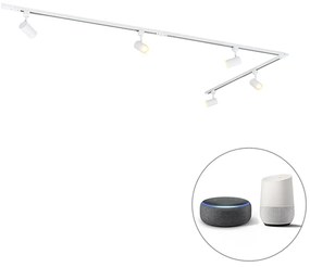 LED Sistema de iluminação de trilho inteligente branco monofásico 5 luzes com Wi-Fi GU10 - Iconic Jeana Moderno