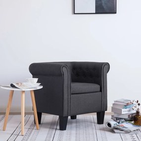 vidaXL Poltrona com almofadão tecido cinzento-escuro