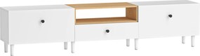 HOMCOM Móvel para Tv Móvel para Televisão Até 90" com 2 Portas Basculantes Gaveta 200x35x45 cm Branco | Aosom Portugal