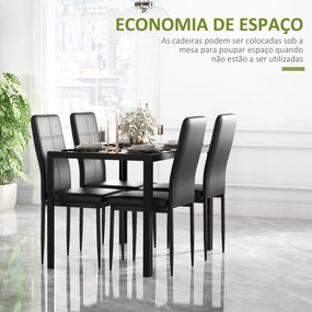 Conjunto de Refeição Mesa e 4 Cadeiras Conjunto de 5 Peças de Móveis d