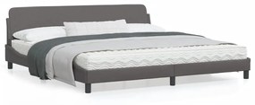 vidaXL Estrutura cama c/ cabeceira 200x200cm couro artificial cinzento