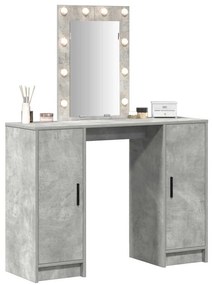 Mesa de Maquiagem vidaXL com Luzes LED Cinza Concreto 102x33x135 cm