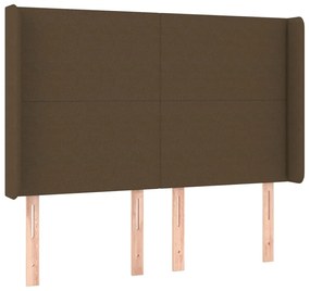 Cama box spring c/ colchão/LED 140x200cm tecido castanho-escuro