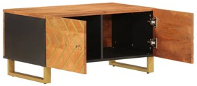 Mesa de centro 80x50x40 cm mangueira maciça castanho e preto