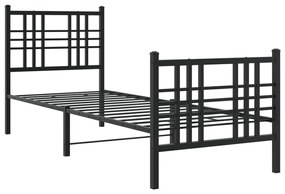 Estrutura de cama com cabeceira e pés 80x200 cm metal preto