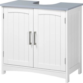 Móvel de casa de banho para lavatório (NÃO INCLUIDO) com duas portas e prateleiras ajustáveis 60 x 33 x 60 cm branco