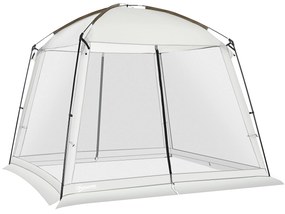 Outsunny Tenda de Jardim para 6-8 Pessoas com 4 Mosquiteiras e 2 Portas Proteção UV50+ Inclui Bolsa de Transporte 3x3 m Branco | AOSOM Portugal