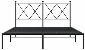 Estrutura de cama com cabeceira 135x190 cm metal preto