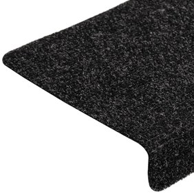 Tapetes de escada 5 pcs 65x21x4 cm agulhado preto