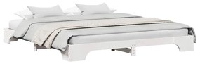 Cama Branca 200x200 cm em Madeira Sólida de Pinho