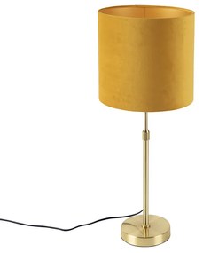 Candeeiro de mesa ouro / latão com tom de veludo amarelo 25 cm - Parte Country / Rústico