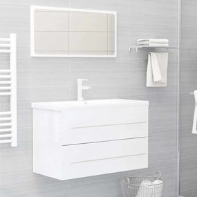 vidaXL 2 pcs conj. móveis casa de banho contraplacado branco brilhante
