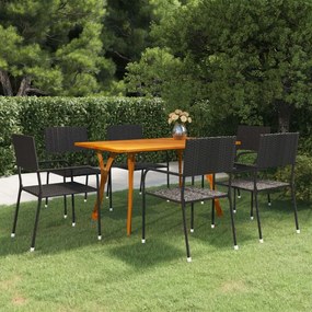 vidaXL 7 pcs conjunto de jantar para jardim preto