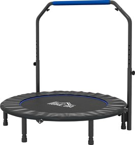 HOMCOM Trampolim Fitness Ø122 Trampolim Dobrável com Pega Ajustável em 4 Níveis Estrutura de Aço Azul | Aosom Portugal