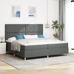 vidaXL Cama Box Spring com Colchão e LED Cinza Escuro 200x200 cm Tecido