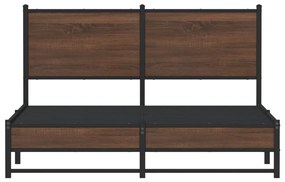 Estrutura de cama sem colchão 140x190cm metal carvalho castanho