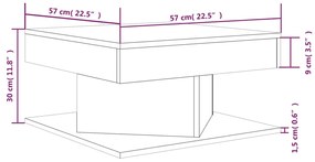 Mesa centro 57x57x30 cm derivados de madeira carvalho castanho