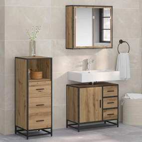 vidaXL Conjunto de Móveis para Banheiro 3 pcs Carvalho Artesanal