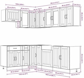 11 peças armário de cozinha conjunto Lucca sonoma carvalho