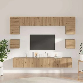 Conjunto de móvel de TV com prateleira 8 pcs carvalho artisiano