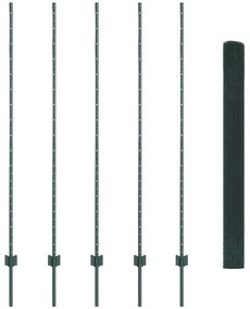 Cerca de Arame Soldado com 5 Estacas U Verde 1,6x10 m Aço