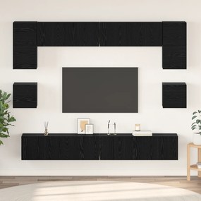 vidaXL Conjunto de móvel de TV 8 pcs Carvalho Preto 100 x 30 x 30 cm