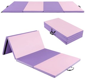 Tapete de ginástica dobrável e antiderrapante de chão macio dobrável para exercícios de ioga e fitness em casa 240 x 116 x 5 cm Rosa claro