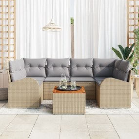 Conjunto de Sofás de 7 Peças vidaXL com Almofadas Bege Poliratan Acáci