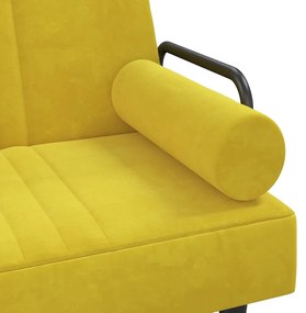 Sofá-cama com apoio de braços veludo amarelo