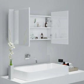 Armário espelhado casa de banho LED acrílico branco brilhante