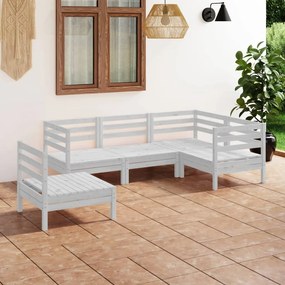 vidaXL 5 pcs conjunto lounge de jardim pinho maciço branco