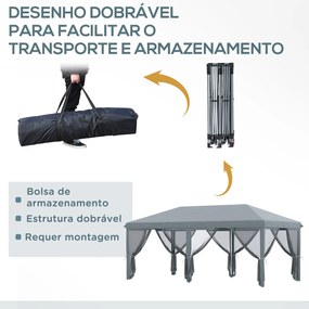 Tenda Dobrável 585x295x270 cm Tenda de Jardim com 6 Mosquiteiros Bolsa