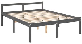 Estrutura de cama king 150x200 cm pinho maciço cinza