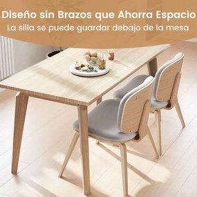 Cadeira auxiliar sem braços com encosto curvo e assento acolchoado largo para sala de jantar, sala de estar ou escritório 59 x 55 x 77 cm Natural