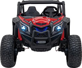 Buggy elétrico para Crianças 24V, 4x4, 4 motores 200W, UTV X3 Off-Road, Rodas de espuma EVA, 2x Assentos Couro ecológico Vermelho