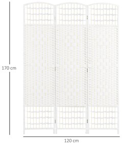 HOMCOM Biombo Separador de Ambientes de 3 Painéis 120x170 cm Divisória