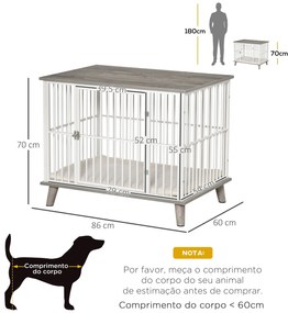 PawHut Gaiola para Cães de Madeira 86x60x70cm Gaiola para Cães com Ban