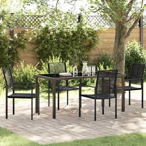 vidaXL Conjunto de Jantar Jardim 5 Peças Preto Rattan PVC