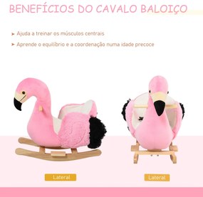 HOMCOM Baloiço de Flamingo para Crianças acima de 3 Anos Baloiço Infan