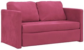 Sofá-cama sem pés 122x204x55 cm veludo vermelho tinto