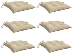 Almofadões de cadeira 6 pcs 40x40x7 cm tecido oxford bege