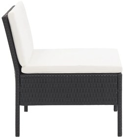 6 pcs conjunto lounge de jardim c/ almofadões vime PE preto