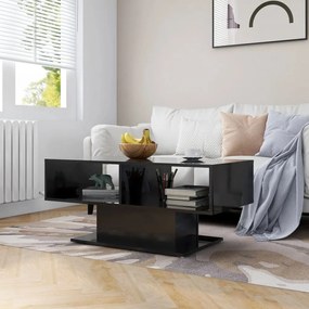 vidaXL Mesa de centro 103,5x50x44,5 cm contraplacado preto brilhante
