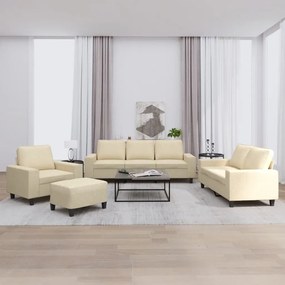 vidaXL 4 pcs conjunto de sofás tecido cor creme