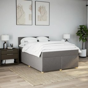 Cama com molas/colchão 140x200 cm tecido castanho-acinzentado