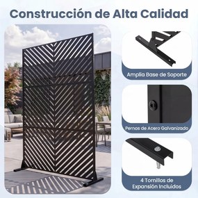 Biombo de Privacidade Exterior, 121 x 40 x 183 cm, Base Independente, Preto