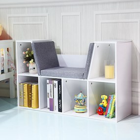 Estante com assento Biblioteca para crianças 102,5 x 30 x 63,5 cm Branco