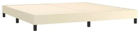 Estrutura de cama 200x200 cm couro artificial cor creme