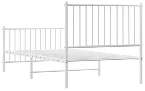 Estrutura de cama com cabeceira e pés 90x190 cm metal branco