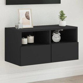 vidaXL Móvel de parede p/ TV 60x30x30 cm derivados de madeira preto